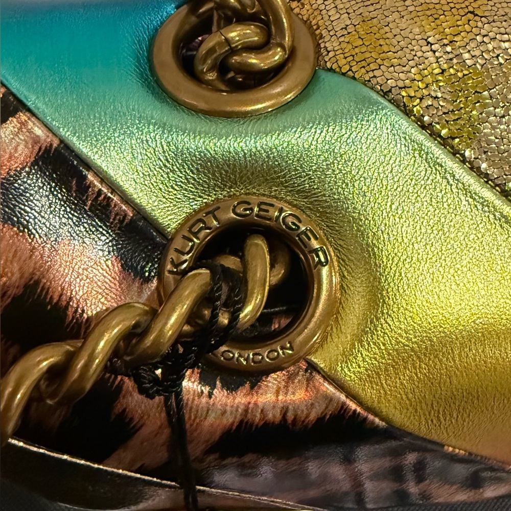 🔒💖 SOLD - Kurt Geiger Brixton Lock Leopard Patchwork Leather Convertible Bag - Picture 8 of 17